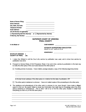 Affidavit Supporting Publication