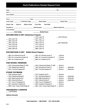 Davis Publications Sample Request Form