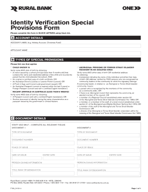 Identity Verification Special Provisions Form
