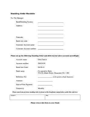 Standing Order Mandate