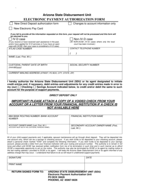Arizona State Direct Deposit Authorization Form