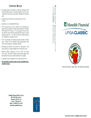 Manulife Financial LPGA Classic Birdies for Charity Pledge Form