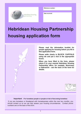 Hebridean Housing Partnership Housing Application Form