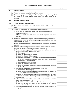 Corporate Governance Compliance Checklist