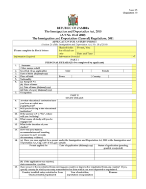 Zambia Study Permit Application