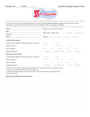 Sprinkler Design Request Form