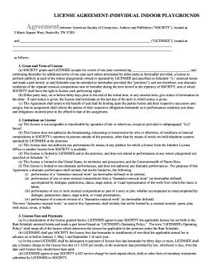 License Agreement for Individual Indoor Playgrounds