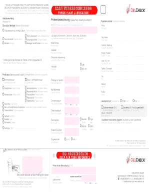 OELCHECK-Probenbegleitschein