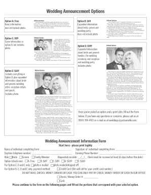 Florida Times-Union Wedding Announcement Form