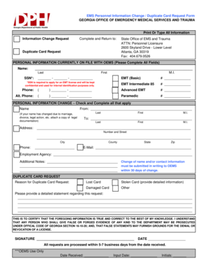 Georgia EMS Personnel Information Change Form