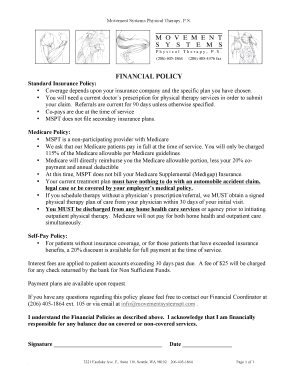 Movement Systems Physical Therapy Financial Policy