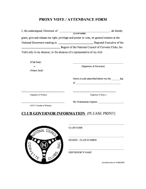 Proxy Vote Attendance Form