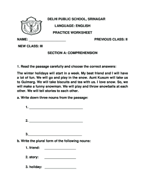 Class Transition Worksheet