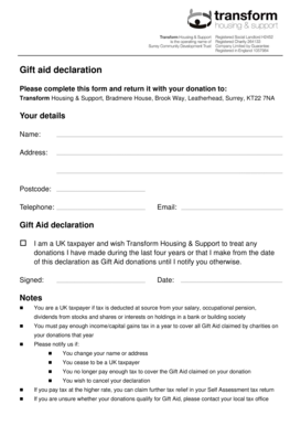 UK Gift Aid Declaration Form