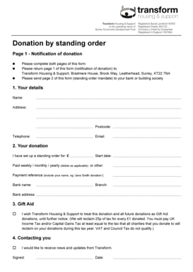 What's the difference between direct debit and standing order - Donation by standing order - Transform Housing &... - transformhousing org