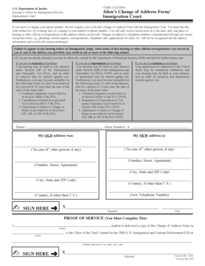 Alien’s Change of Address Form