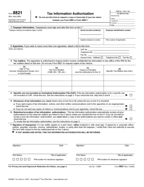 IRS Form 8821 Tax Information Authorization