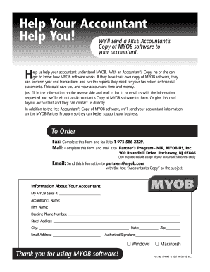 MYOB Accountant Copy Request Form