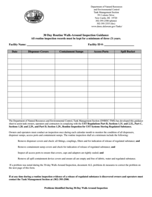 30 Day Routine Walk-Around Inspection Form