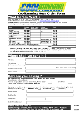 CoolRunning Gear Order Form