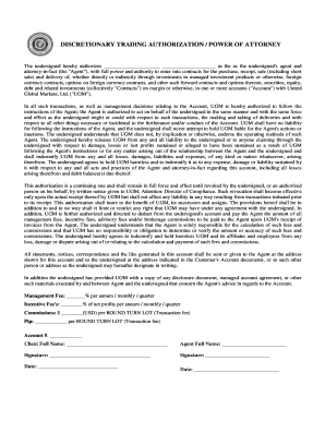 Discretionary Trading Authorization Power of Attorney