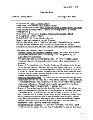 Treatment Plan for Substance Abuse and Mental Health