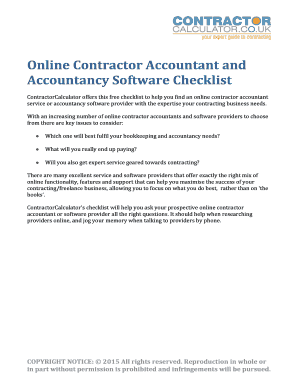 Contractor Accountant and Accountancy Software Checklist