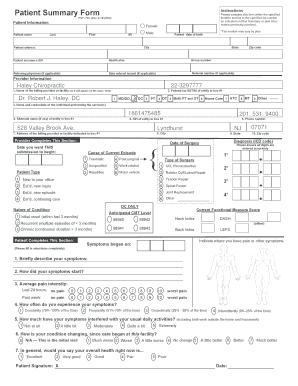 Patient Summary Form PSF-750