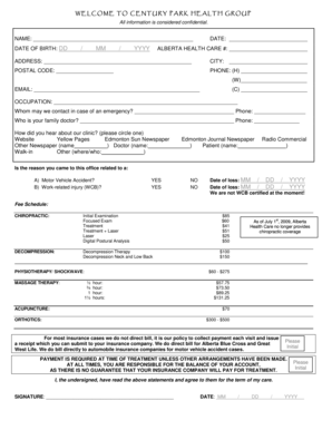 Century Park Health Group Patient Registration Form