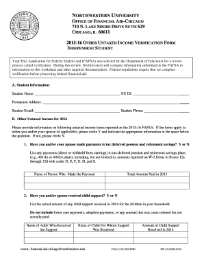 2015-16 Other Untaxed Income Verification Form