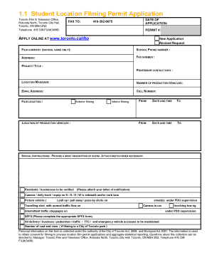 Student Location Filming Permit Application