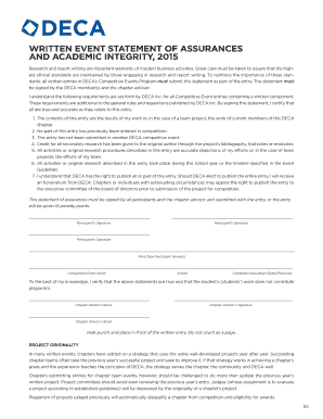 DECA Written Event Statement of Assurances and Academic Integrity