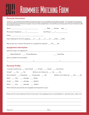 Roommate Matching Form