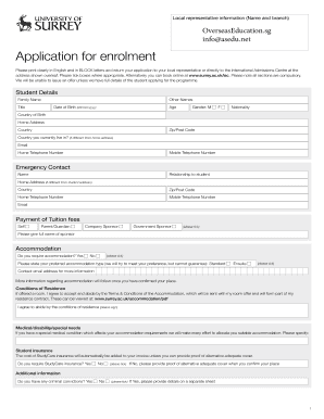 University of Surrey International Study Centre Application Form