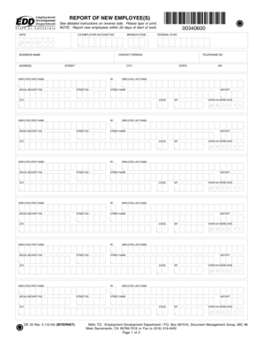 California New Employee Report Form