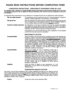 Pennsylvania Employability Assessment Form
