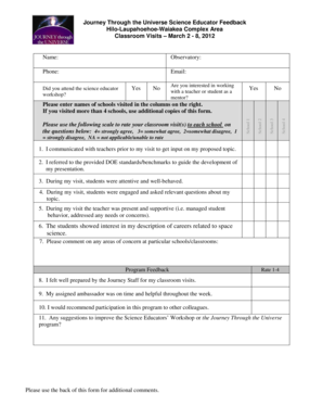 Science Educator Evaluation Form - Gemini Observatory