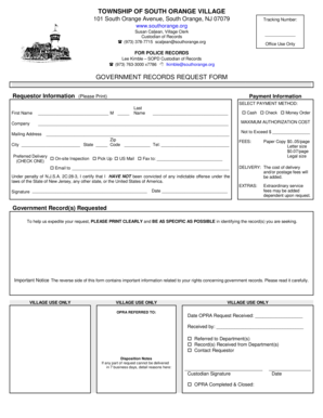 New Jersey Government Records Request Form
