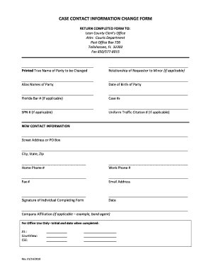 Florida Contact Information Change Form
