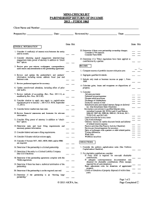 Partnership Return of Income Form 1065