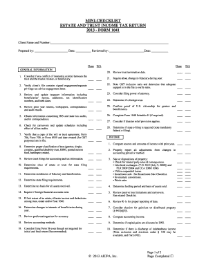 Estate and Trust Income Tax Return Form 1041