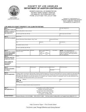 Los Angeles County Property Tax Claim for Refund