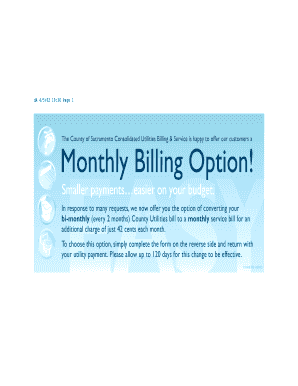 Sacramento County Monthly Utility Billing Form