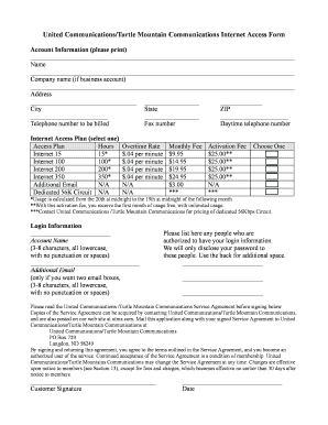 United Communications Internet Access Form