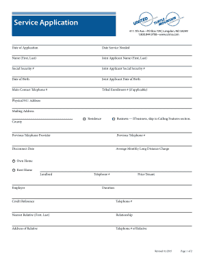 Telephone Service Application Form