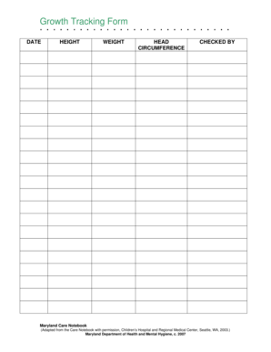 Growth Tracking Form