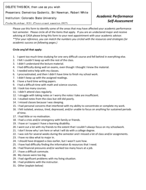 Academic Performance Self-Assessment Form
