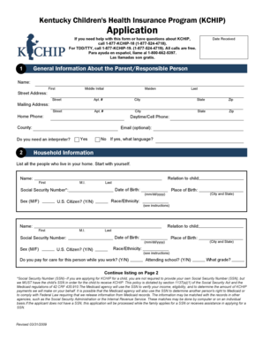 Kentucky Children's Health Insurance Program Application