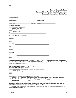 Seizures Individualized Health Plan