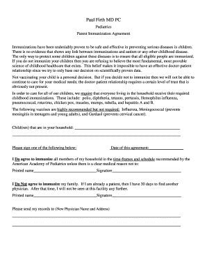 Parent Immunization Agreement